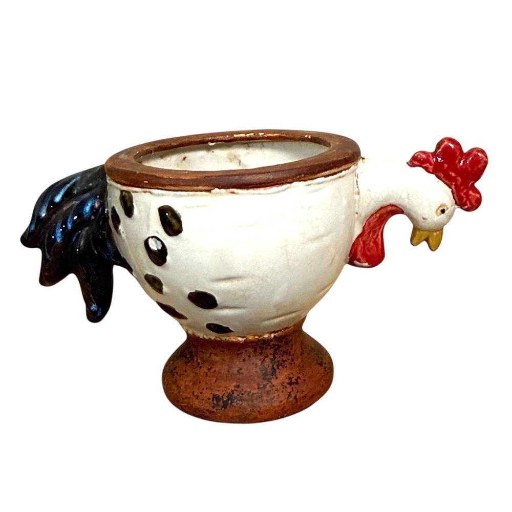 Rustic Ceramic Rooster Planter Pot Farmhouse Country Garden Farmhouse Decor